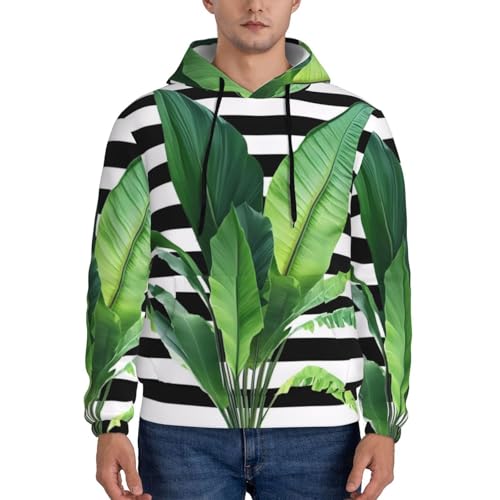 Men'S Hoodies Pullover Green Palm Leaf Print Hooded Sweatshirt Long Sleeve Hoodie Casual Tops With Pocket2