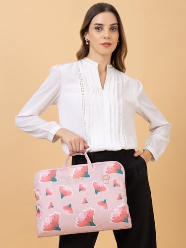 Image of Caprese Barbara Laptop Bag Large (E) Blush|Stylish Laptop Handbag for Women, 16-Inch Laptop Compatible Spacious Office Bag with Smart Sleeve, Adjustable & Detachable Strap