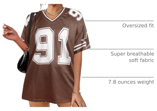 Image of Jersey Shirts for Women Y2k Graphic Tees V Neck Baggy Streetwear Number Oversized T Shirt Summer Tops