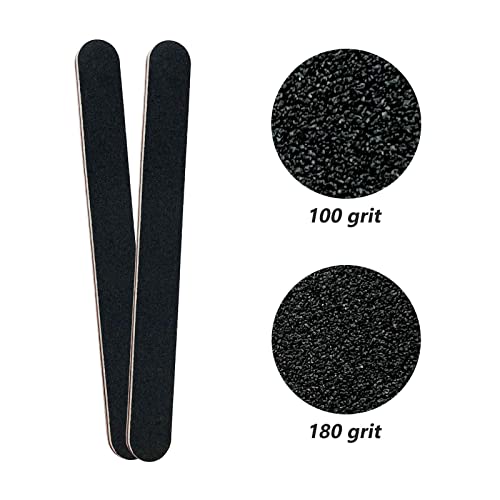 20 Pack 100/180 Grit Nail Files, Black Professional Reusable Emery Boards Nail File, Manicure Tool For Acrylic Nails, Nail Buffering Files #TOP1