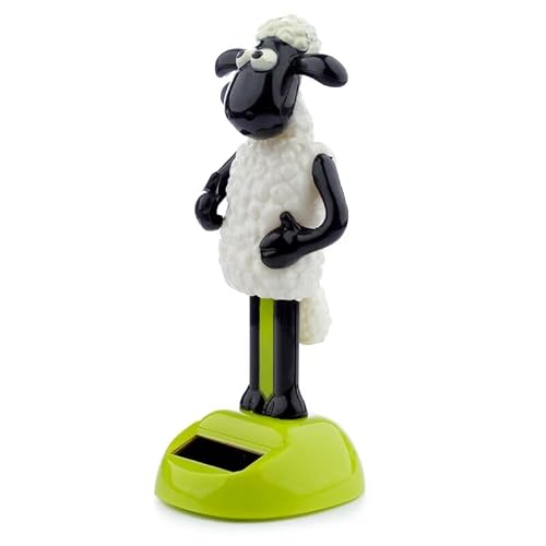 Shaun das Schaf Solar Wackel- Figur schwarz/weiß/grün, Bedruckt, 100% Kunststoff.