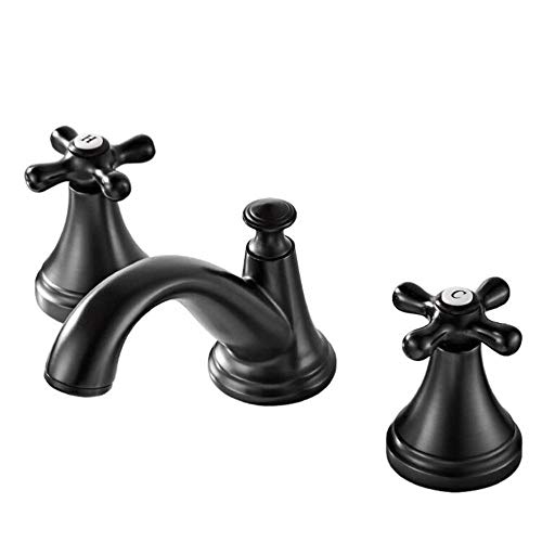 Robinet de salle de bain en laiton noir à double commande indépendante