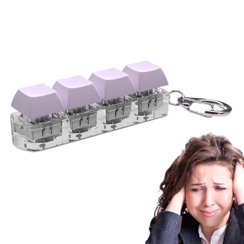 glylo Keyboard Fidget Toy for Adults, 4-Button Funny Keychain Keyboard Toys Illuminated Transparent Bottom Case, LED Light Stress Toy, Keyboard Clicker with LED Light, Fidget Sensory Fun Gadget