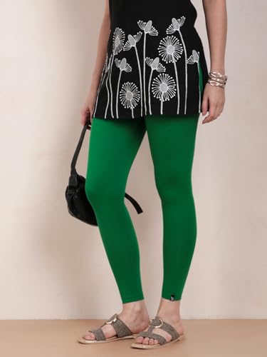 Image of TWIN BIRDS Super Stretchable Cotton Elasthane Fabric Ankle Length Leggings for Women