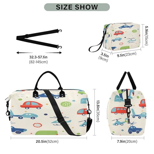 Travel Duffle Bag Weekender Bags Overnight Bag with Toiletry Bag Gym Duffel Bag Blue Air Plant Red Car for Travel Business Trips Sport3