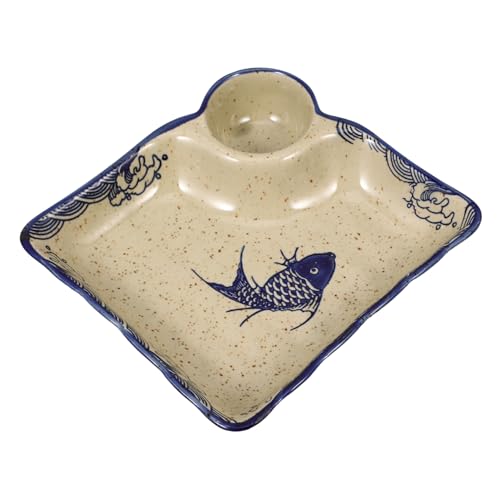 LIFKOME Piatto Sushi in Ceramica Con Scomparto Per Salsa Piatti Antipasti e Portamerenda Multifunzionale Per Casa Buffet e Feste Design Elegante e Facile Da Pulire