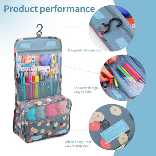Image of VIRADHAM Crochet Kit for Beginners Complete 130 Pieces Starters Knitting Kit with Crochet Yarn, Ergonomic Crochet Hooks and Crochet Accessories in Hangable Storage Bag (130 Pc Crochet Kit for Beginners)