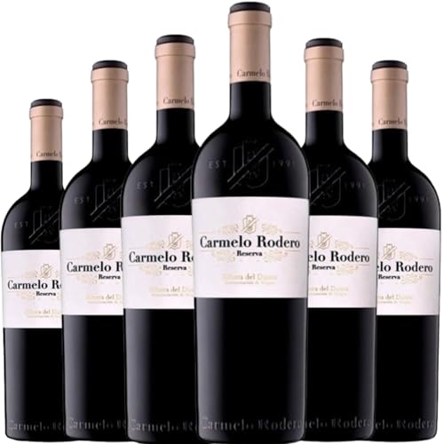 Carmelo Rodero Reserva, vino tinto español de crianza con Tempranillo y Cabernet Sauvignon, ideal para disfrutar cuerpo, complejidad y elegancia en cada copa.| 6 botellas