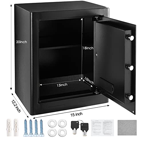 Diosmio 2 Cub Medium Fireproof Home Safe Box With Key And Combination Lock For Money Gun Cash Jewelry #TOP6