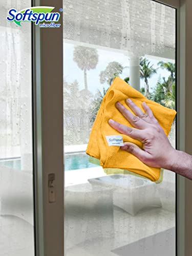 Image of SOFTSPUN Microfiber Cleaning Cloths, 3pcs 30x30cms 340GSM Orange! Highly Absorbent, Lint and Streak Free, Multi -Purpose Wash Cloth for Kitchen, Car, Window, Stainless Steel, Silverware.