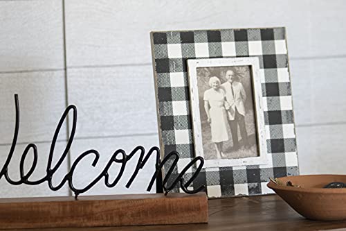 Foreside Home & Garden White Buffalo Plaid 4X6 Inch Wood Decorative Picture Frame #TOP2