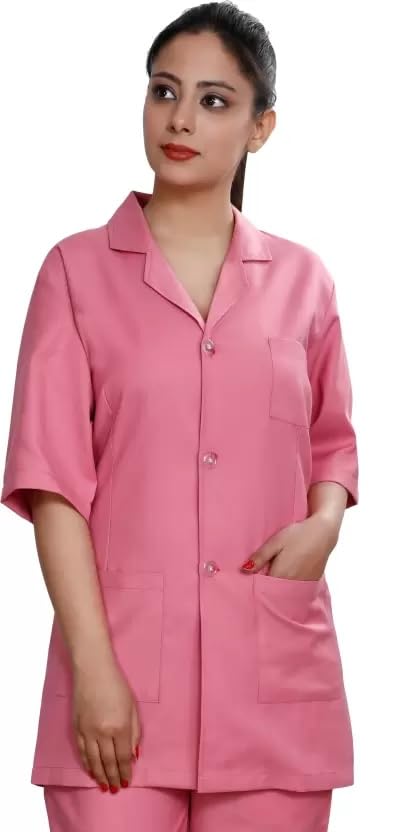 seemesh Lab Coat Half Sleeves Pink-picture-13