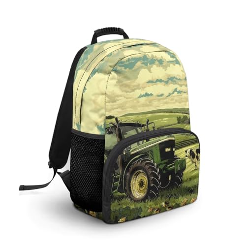 COEQINE Mochila de camión verde para la escuela, adolescentes, niños, ligera, para niños, 6-8, 2º grado, portátil, pequeña, casual, multiusos, para estudiantes, niños, amantes de los juegos, regalos
