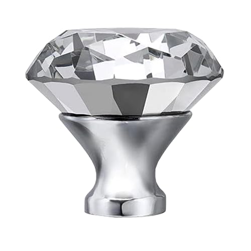 Image of Clear Glass Crystal Cabinet Knobs /Glass Dresser Knobs Pack of 8 (30mm) (Chrome Diamond knobs)