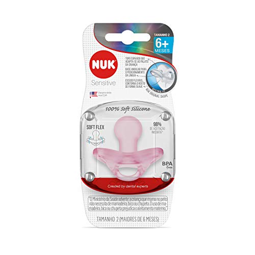 Chupeta Sensitive Soft 100% Silicone Girl - NUK, Rosa, Tam 2 (6-18 Meses)