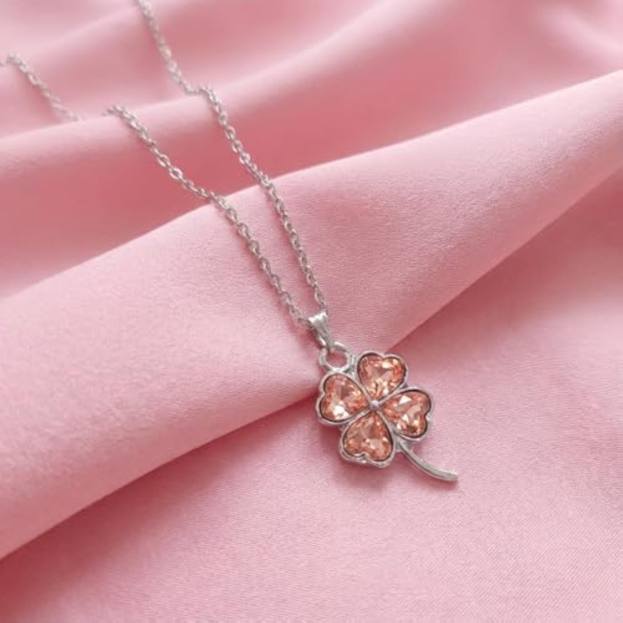 Koeane Crystal Four Leaf Clover Pendant Necklace