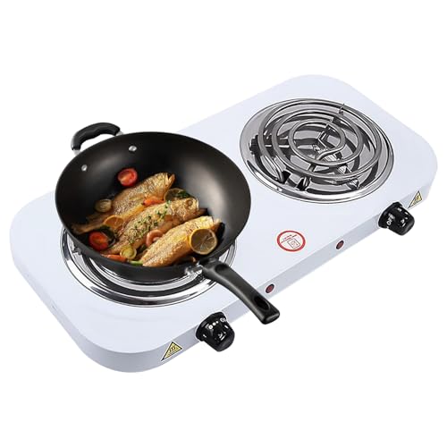 CMFTGDS Portable Electric Stove, 2000W Stainless Steel Double Burner Cooktop