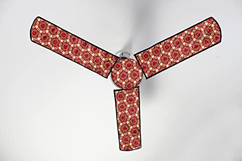 Image of Stylista Waterproof & Dustproof Three Blade Ceiling Fan Cover with attachable Enclosure Set of 4 Fan Covers Packed Pattern Multicolor