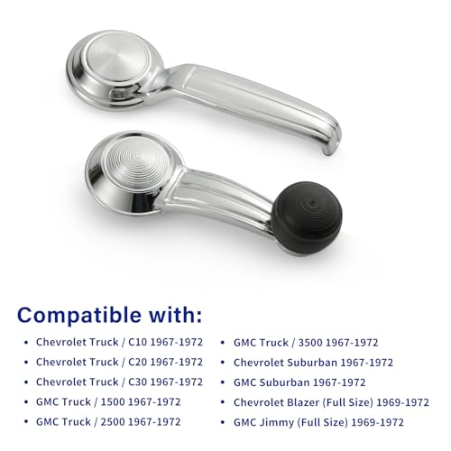 Image of Window Crank Handle & Interior Door Handle Set for 1967-1996 Buick /Chevrolet /GMC Trucks SUVs Models,Chrome,Set of 4