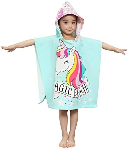 JORAKI Hooded Towel for Kids, Kids Poncho Towel Hooded Beach Towel Swimming Bath Towel Ultra Soft and Absorbent Bathrobe for Girls Boys Children Toddler 2-8 Years Old