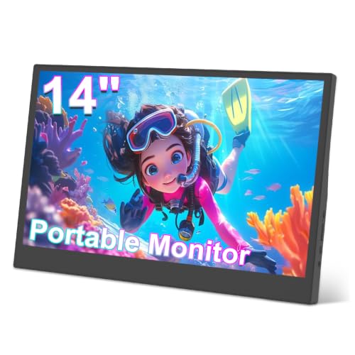 Image of 14 inch Portable Monitor, Monitor,Portable Monitor for Computer,IPS Gaming Monitor w /Premium Smart Cover & Screen Protector, Speakers, for Laptop PC MAC Phone PS4 Xbox Switch (14 inch)