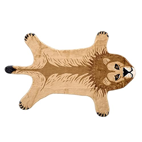 Image of Lion Print Rug Faux Animal Printed Rug Cowhide Skin Carpet Cheetah Area Rugs Kids Rugs for Playroom Livingroom, 2.3 x3.6 Feet (Brown)