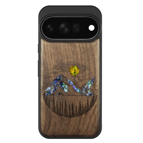 Coque Pixel 11 Pro en bois de noyer Carveit, étui luxe avec incrustation coquille