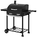 Royal Gourmet CD1824ET 24-Inch Movable Charcoal Grill with Foldable Side Tables, Outdoor BBQ Grill with 470 Sq. In. Cooking Area for Outdoor Picnic and Camping Grilling, Black