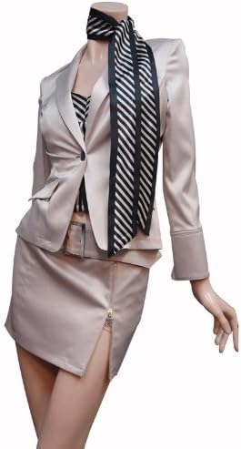 Amazon Co Jp キャバ嬢スーツ Flowtide フロータイド スリット部分にファスナーを使いチャーム飾りを付けた超セクシー系 サテン ストレッチを使った3ピーススカートスーツ5color F Ar Rv N Goldm ファッション