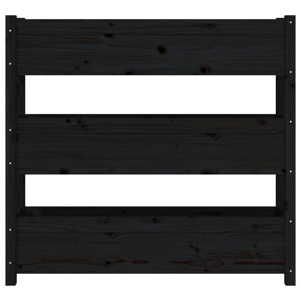 Pflanzkübel Schwarz 112x25x104,5 cm Massivholz Kiefer, 3 Etagen Hochbeet für Garten Balkon Terrasse & Wohnzimmer, Stabiles Blumenregal für Kräuter Blumen und Pflanzen