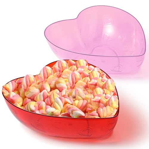 Wiwiqing 2 Pcs Heart Shape Dish 9.65 Inch Valentine Candy Bowl Dishes Plastic Love Fruit Plate Dessert Snack Salad Bowl for Home Valentine Anniversary Wedding (Red and Pink,Heart) by Wiwiqing - Used condition - US$5.37