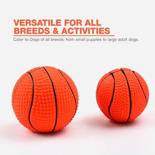 Image of Interactive Playing Ball for Dogs and Pets |Durable Natural chew Rubber Squeaky Basket Ball |Chewing and Funny Teeth Cleaning Toy for Dogs and Puppies (Orange)