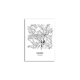 gestaltet mit Love! Stadtliebe®  Kassel Karte Black&White Poster Verschiedene Größen (DIN A2)