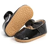 Baby Girls Mary Jane Flats Shoes PU Vamp Non-Slip Rubber Soft Sole Moccasins Toddler First Walkers P