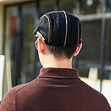 Elwow Men's Winter PU Leather Front Cotton Kint Driving Flat Cap Duckbill Ivy Irish Cap Newsboy Cabbie Scally Beret Cap Newsboy Hat with Weave Decorate (Black) - Image 7