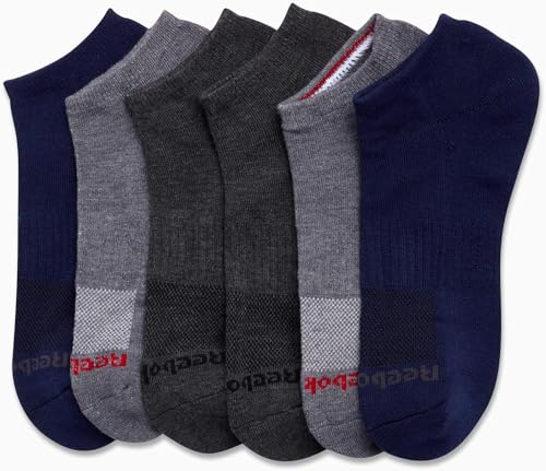 Reebok Men’s Low Cut Socks – 6 Pack Basic Cushion Low Cut No Show Socks for Men - Men's Athletic Socks (Size: 6-12.5), Size 6-12.5, Navy/Grey4