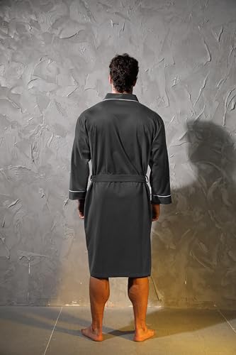 Mens Kimono Robe Lightweight Soft Bathrobe Sleepwear Loungewear with Pockets3