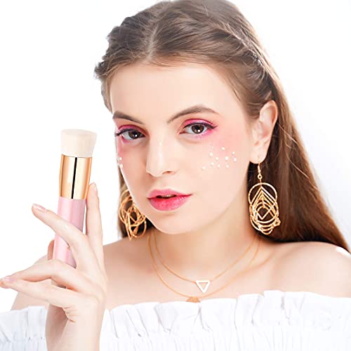 Docolor Neon Green 10 Pcs Makeup Brushes + Flat Top Kabuki Foundation Brush Pink Premium Synthetic Kabuki Foundation Brush Blending Face Powder Blush Concealers Eye Shadows Makeup Brush Set #TOP4