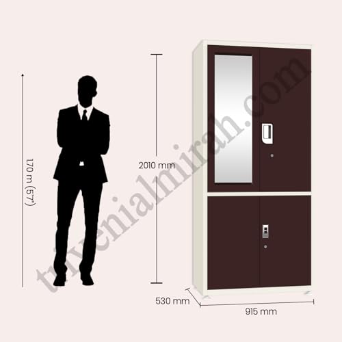 Image of Triveni almirah GOMTI-4 Model |10-Year Guarantee on Paint & Lock |Spacious 4-Door Steel Wardrobe with Top & Bottom Storage Sections| Powder Coated Finish|Tijori Locker | Bangle Drawer| 8 Pin Hangers