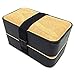 Produktbild Lunchbox Delice | Lunchbox | Bento Box schwarz | Japanisches Design 3 Bestecke | luftdichte Lunchbox 2 Fächer 1200 ml | Mikrowelle & Spülmaschine | Lunchbox aus Holz für Erwachsene oder Kinder Premium