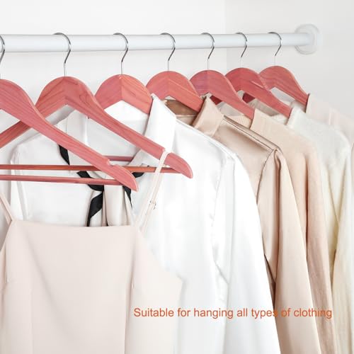 TOPIA HANGER American Red Cedar Wooden Hangers 30 Pack, Clothes Hangers for Closet, Wood Suit Hangers with Smooth Cut Notches, 360°Flexible Hook, Non-Slip Pants Bar(Natural)-CT07C30