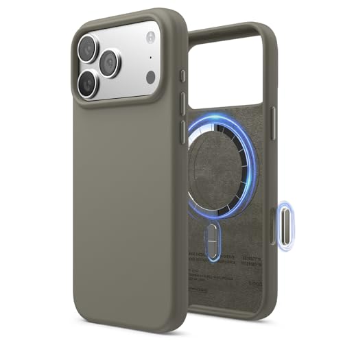 Image of elago for iPhone 17 Pro Max Case, Premium Magnetic Silicone Case, Compatible with MagSafe, Liquid Silicone Material, Protective Cover, Shockproof, Slim Phone, 6.9 inch (Medium Grey)
