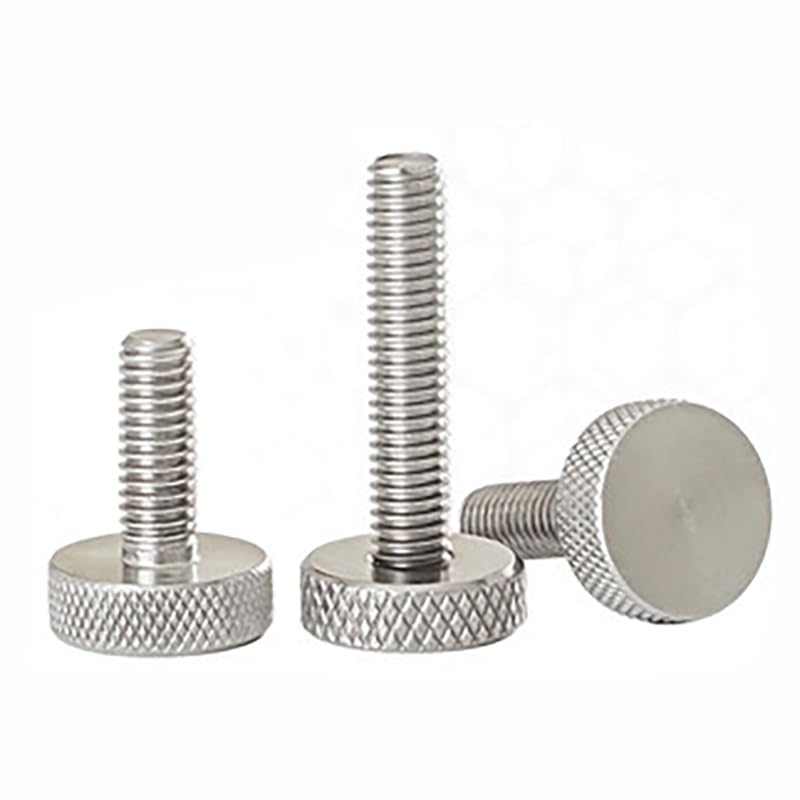 Generic 2pcs M8 Large Flat Head Handle Screws Bolt 304 Stainless Steel Bolts Knurled headle Hand Twist Screw 20mm HD - (Size: M8x10mm)