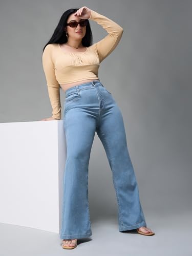 Image of Miss Chase A+ Women's Wide Leg High Rise Regular Length Stretchable Denim Jeans