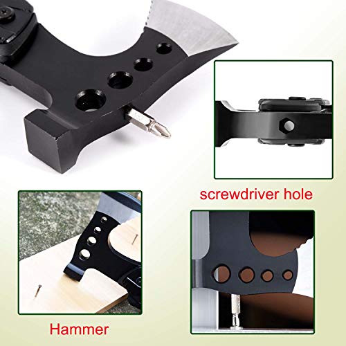 Camping Multitool Accessories Gifts for Men: 15-in-1 Pocket Fold Compact Tools with Knife Axe Hammer Screwdriver Plier Bottle Opener Durable Pouch for Fishing Hunting Backpacking Hiking Kit