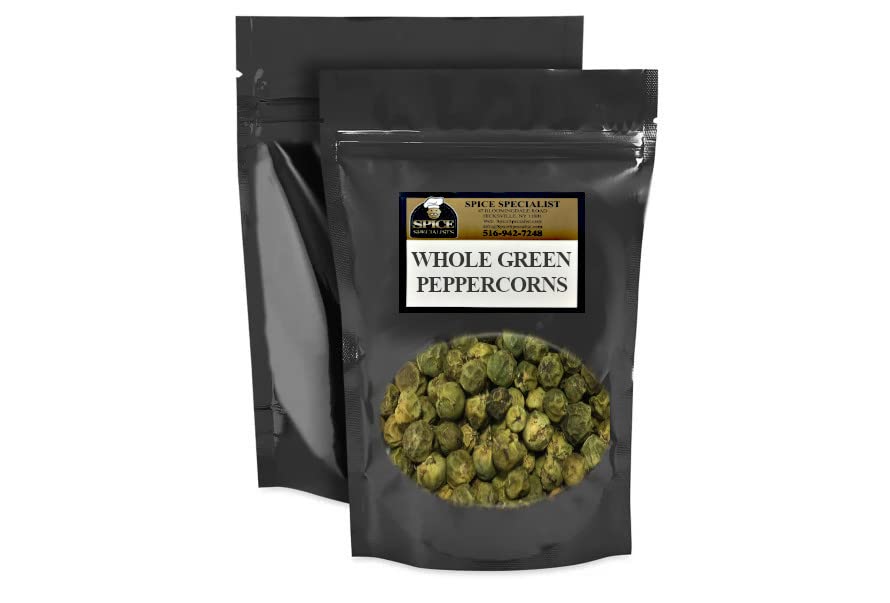 Green Peppercorns - 1 lb. - resealable stand up pouch bag with oval window - KOSHER