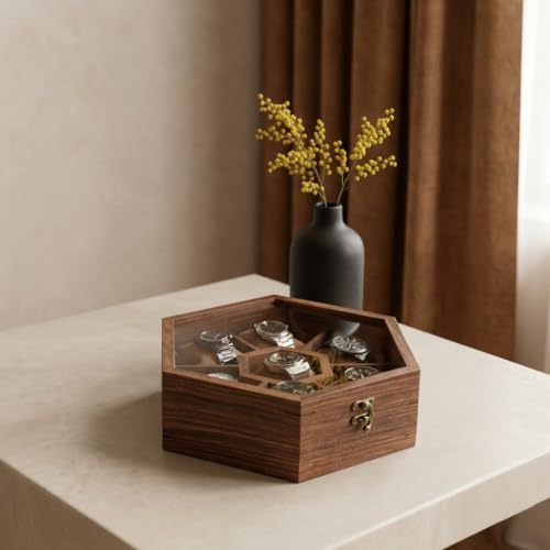 Image of Wooden Watch Box /Case, Handmade Superior Indian Rosewood Watch Display Box Case for Men| Wooden Watch Box for Men. (7 slot -4)