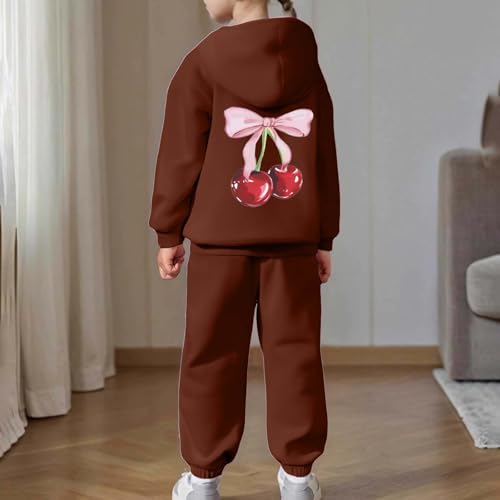 Pink Bow 2 Piece Sets Sweatsuit for Girl Cute Kids Fall Clothes Graphic Hoodies Pullover and Sweatpants Outfits4