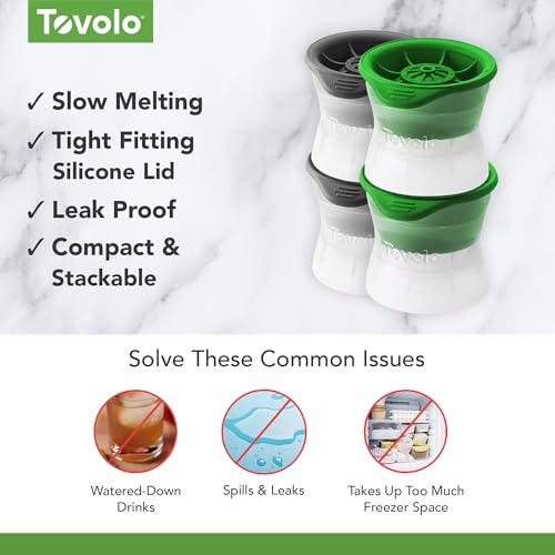 Image of Tovolo Sports Ice Mold Bundle Set of 4 Golf Ball and Tennis Ball Shapes Large Craft Ice Cubes for Whiskey Cocktails with Silicone Lids, Easy Fill Craft Ice Mold for Sports Fans