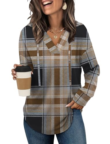 Image of Sampeel Hoodies for Women Trendy Fall Fashion 2025 V Neck Oversized Sweatshirt Plus Size Tops Clothes